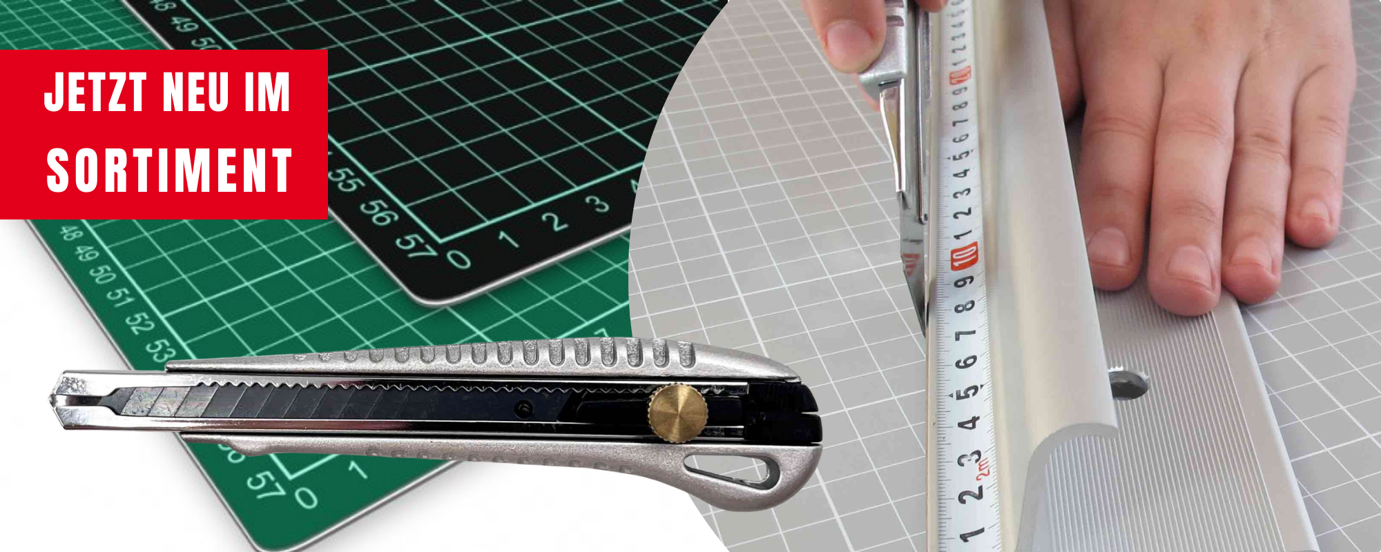 Precision in further processing Professionelle FIXUM-Werkzeuge wie Schneidematten, Cutter, Alu-Lineale und Klebstoffentferner für millimetergenaue Weiterverarbeitung.