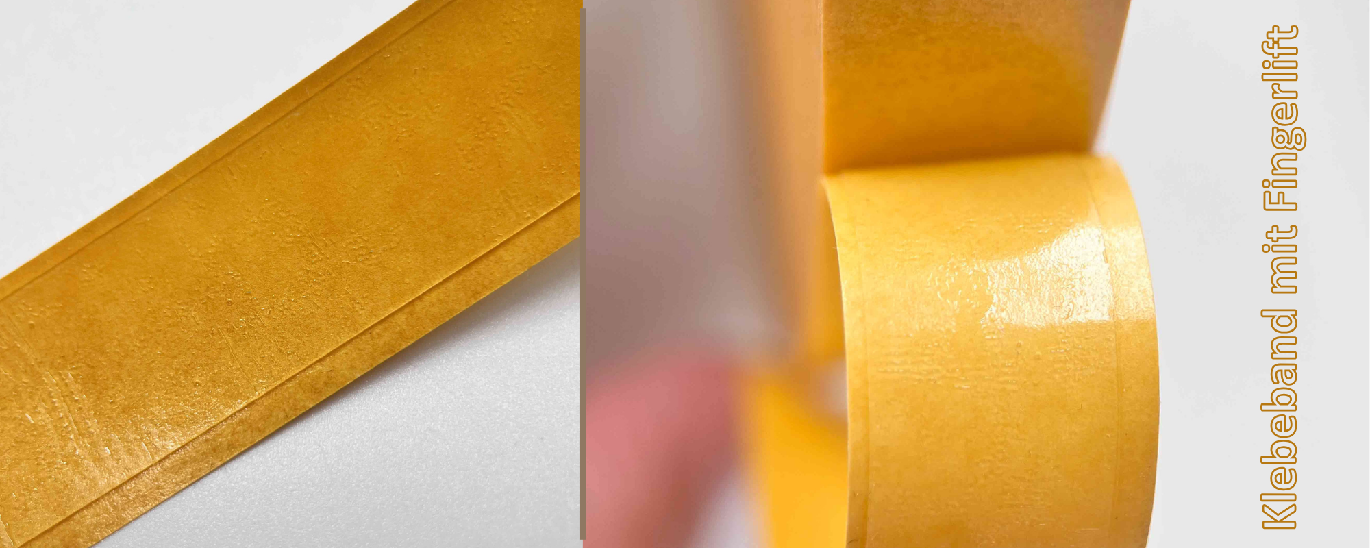 Fingerliftklebeband mit überstehender Papierabdeckung – erleichtert das Abziehen und beschleunigt die Verarbeitung in der Druckweiterverarbeitung und Konfektionierung.